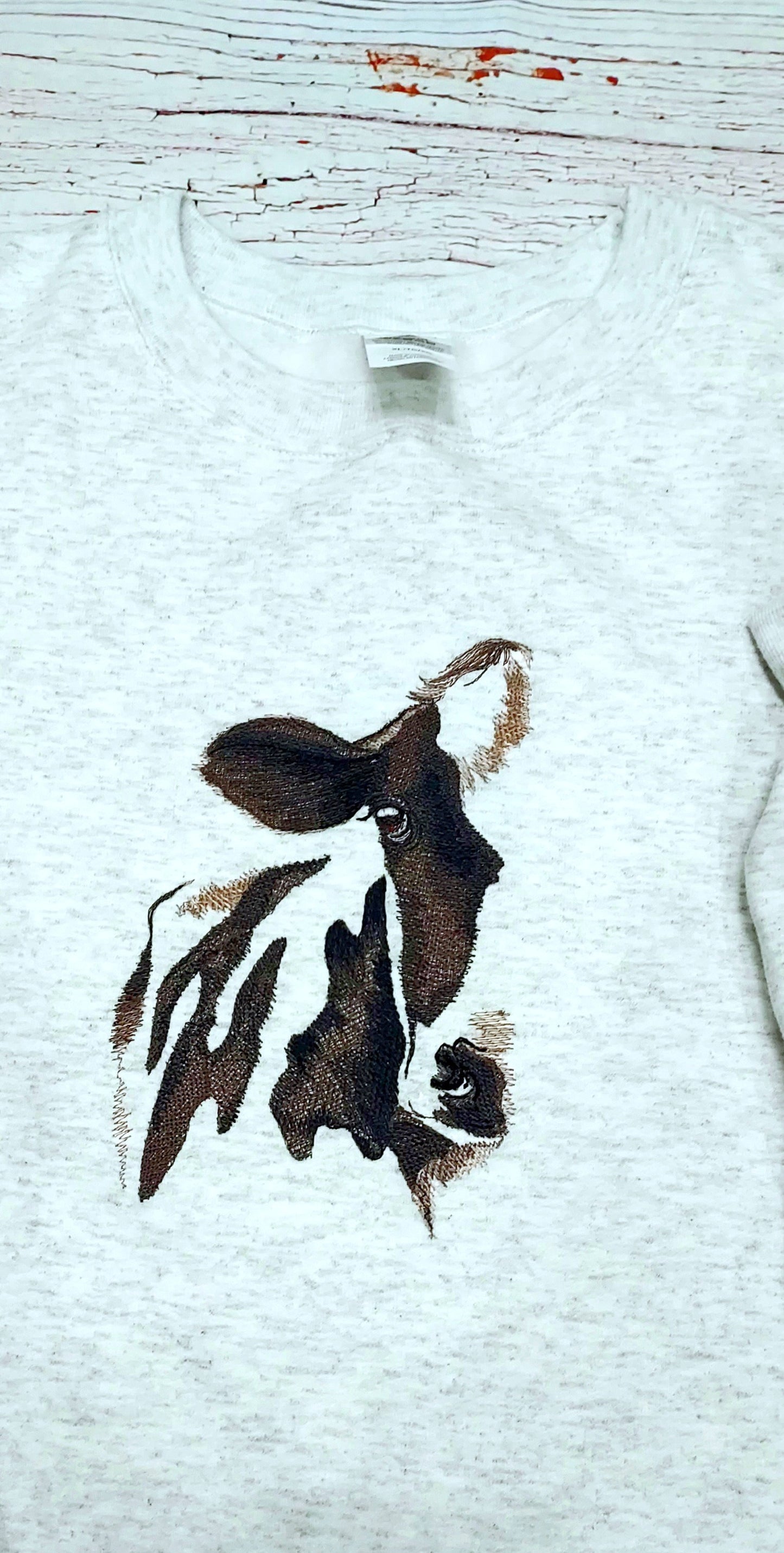 Embroidered Sweatshirt, Elusive Cow