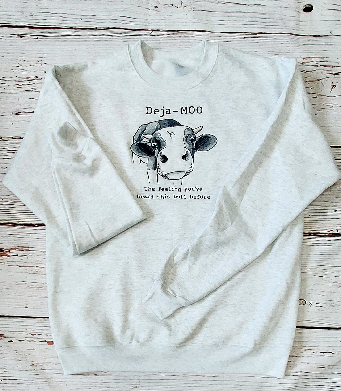 Embroidered Cow Sweatshirt - Deja Moo