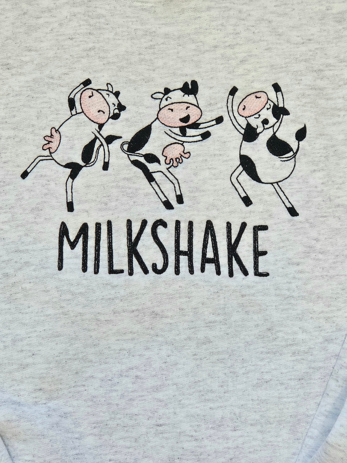 Embroidered Sweatshirt, Cow, Milk Shake