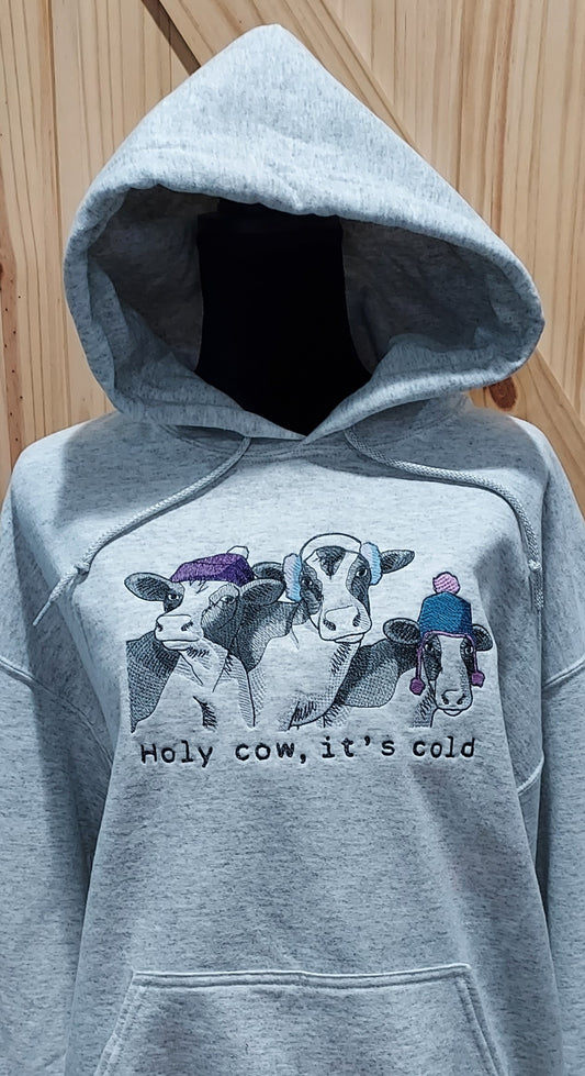 Embroidered Sweatshirt, Holy Cow It's Cold