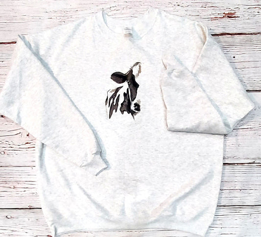 Embroidered Sweatshirt, Elusive Cow