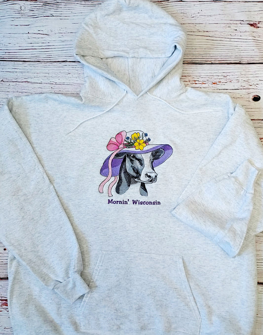 Embroidered Sweatshirt Spring Cow
