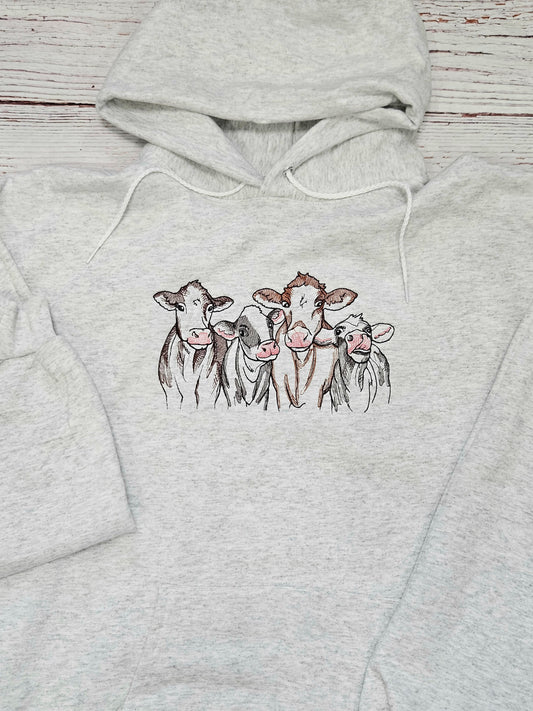 Embroidered Country Cow Border Sweatshirt