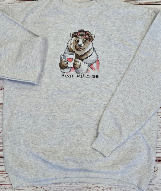 Embroidered Bear Design Sweatshirt